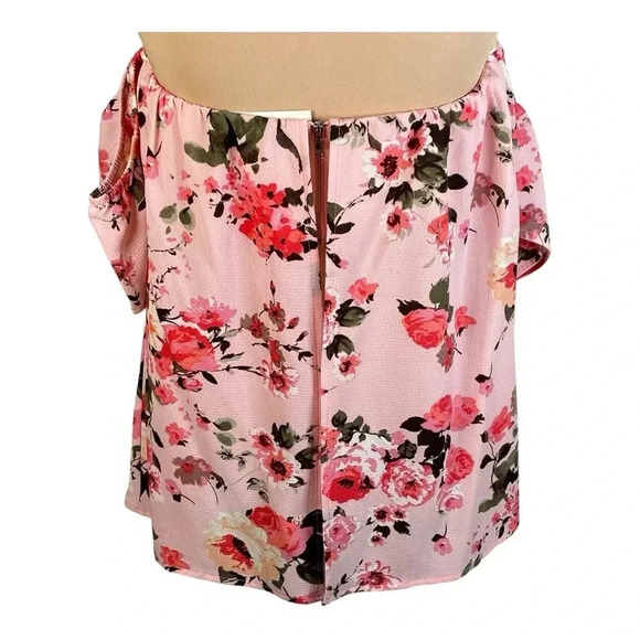 Francesca’s Blue Rain strapless‎ pink floral backless top, Medium New - Picture 3 of 9